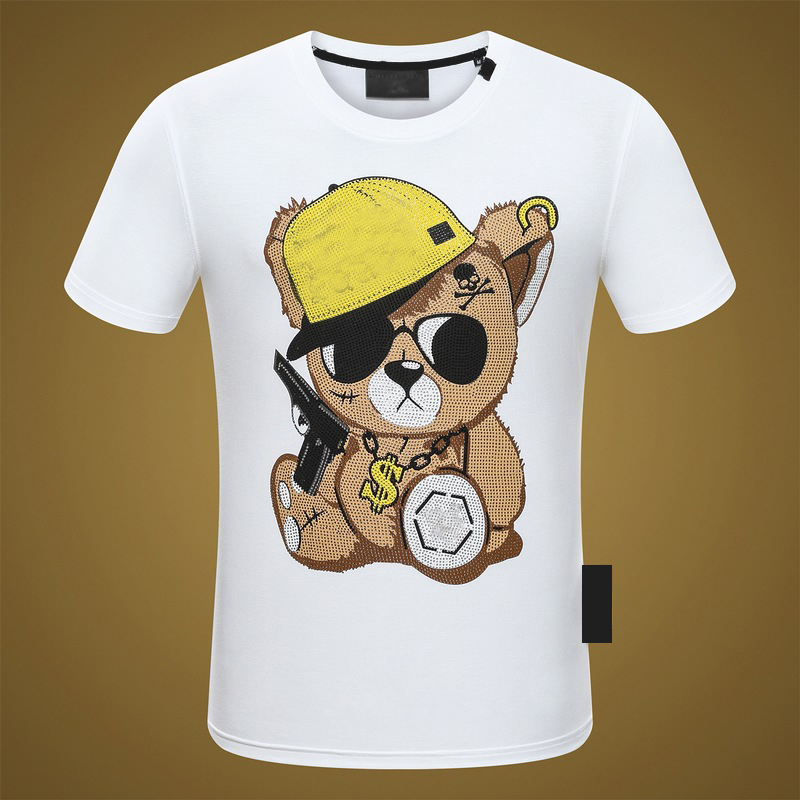 

2023ss mens tshirts men designer PLEIN BEAR skull diamond t shirt short sleeve dollar brown bear brand tee oneck high quality skulls tshirt tees tops pb #125 H8IH, 11