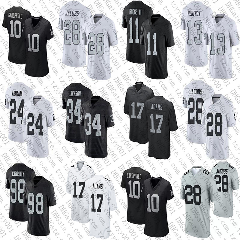 

Custom Davante Adams Jimmy Garoppolo Josh Jacobs Football Jerseys Maxx Crosby Charles Woodson Chandler Jones Henry Ruggs III Hunter Renfrow Tim Brown Cliff Branch, Womens