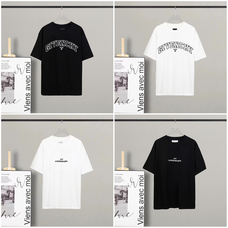 

Dupe Given-chy and Mar-giela Men's T shirts Embroidered Letter S-XL Women Short Sleeve T-shirt Fashion Clothing With Dust Opp Bag, #1 mm black