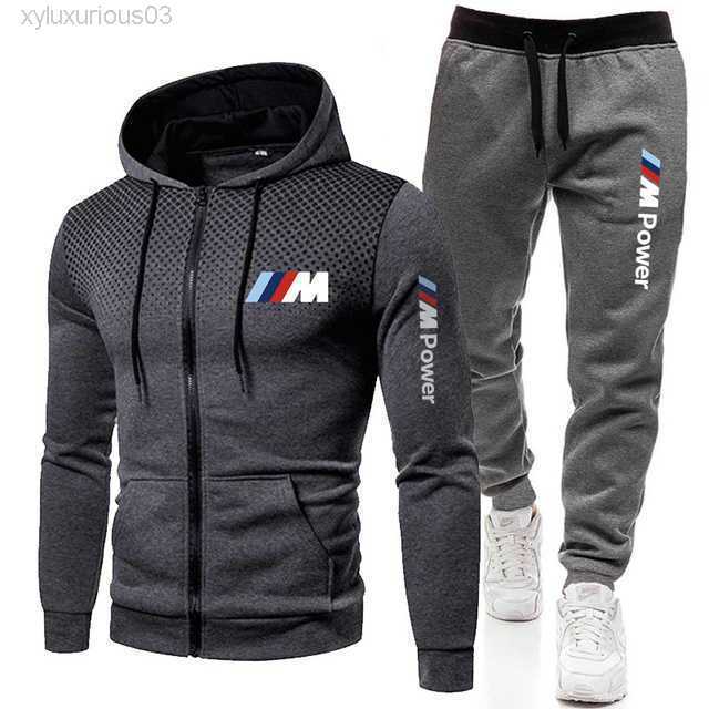 

Men's Sportswear Hooded Sweatshirt and Sweatpants 2-piece Set with Zipper Bmw v Brand Clothing Series, 14