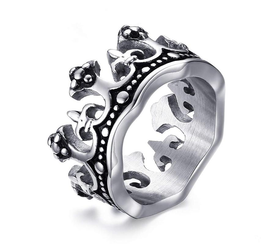 

Wedding Rings Mens Stainless Steel Vintage Crown Ring For Band Promise EngagementWedding