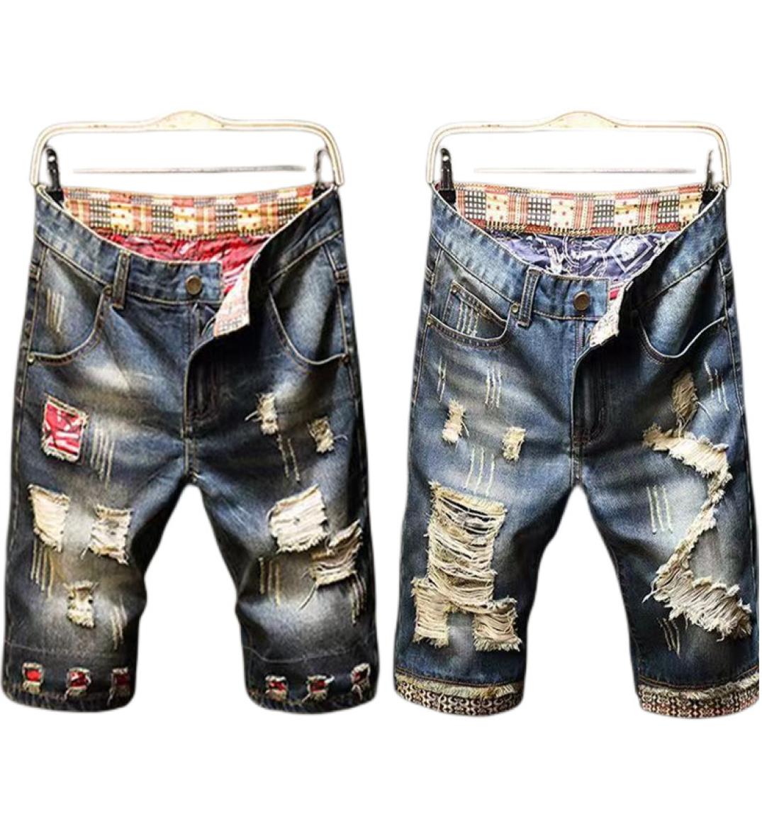 

men039s stretch short designer jeans fashion pants casual slim fit elastic denim brand clothes shorts male jeans for men mens b4142826, Blue_b
