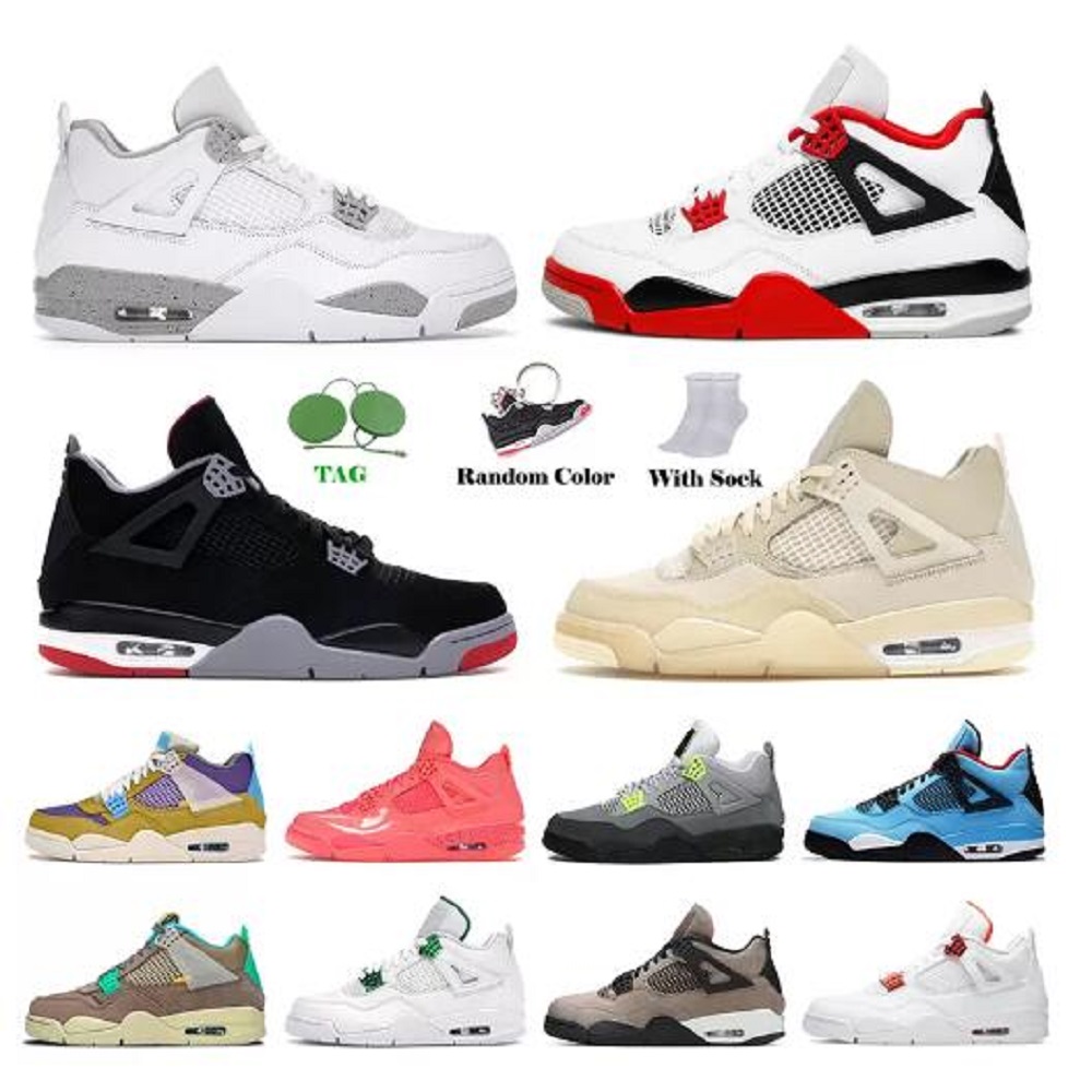 

Man Shoe 4 Basketball Shoes Jumpman 4s Mens Women Sail White Oreo Midnight Navy Ma Maniere University Blue Military Black Cat Infrared Red Thunder Pure Money Sneakers, Color 17