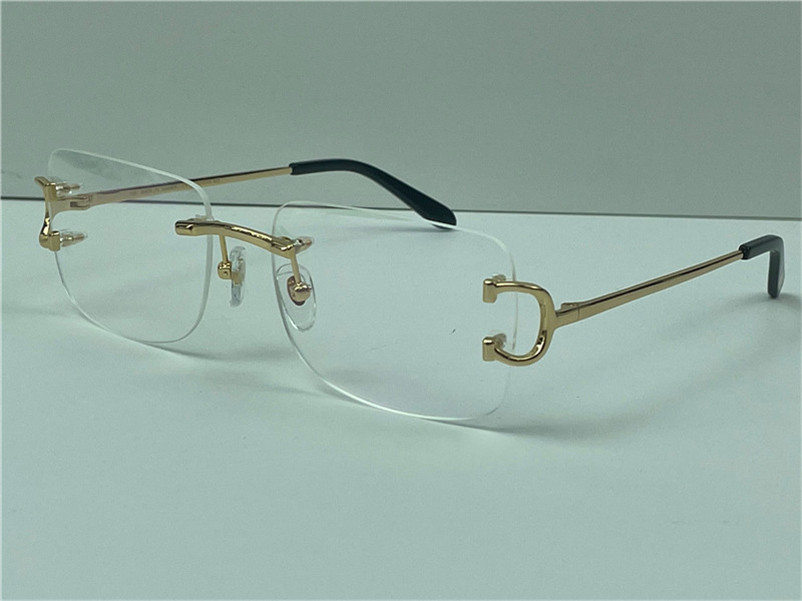 

selling clear lens frameless 18k frames gold-plated ultra-light square rimless optical glasses men business style eyewear top quality 0104