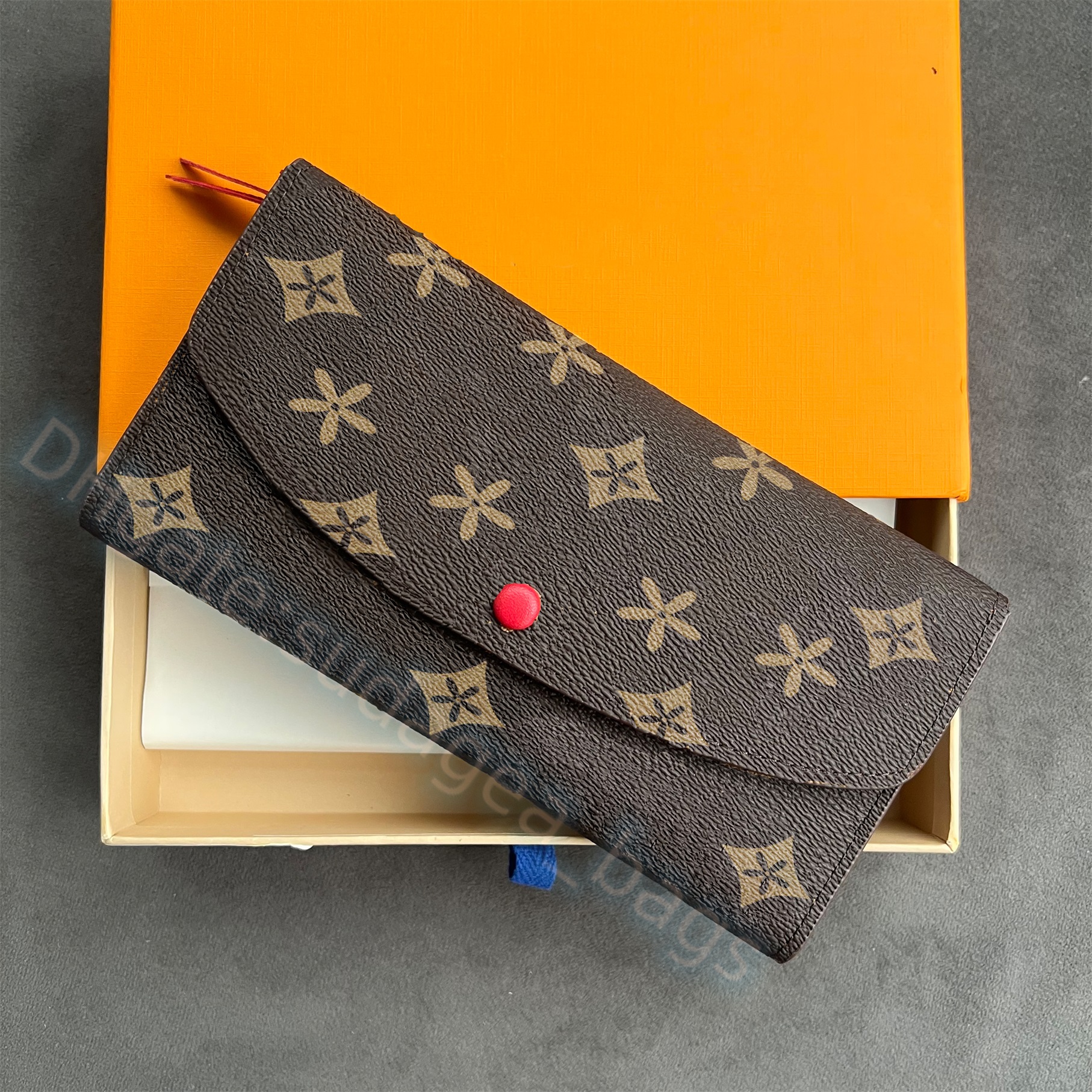 

2023 Genuine Leather Purse card 4 credit Card holders M60697 louiseity wallet Women's Coin Purses Designer button Emilie long viutonity Floral slots Luxury Classic, Damire azur pink