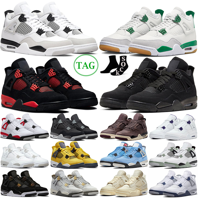 

2023 4s Basketball Shoes Jumpman 4 Retro SB Pine Green Military Black Cat University Blue White Oreo Red Thunder outdoor sports womens mens trainers sneakers, 4s military blue