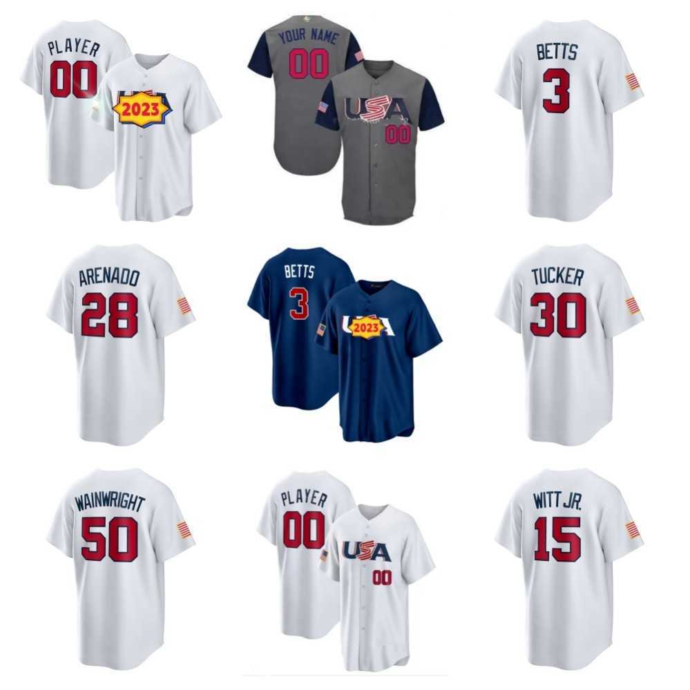 

CUSTOM Baseball Jerseys Team USA 2023 World Baseball Classic WBCMike Trout Nolan Arenado Pete Alonso Kyle Schwarber Tim Anderson Mookie Bet