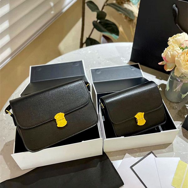 

teen triomphe Shoulder bag celins crossbody Womens handbag calfskin leather tote clutch woman luxury designer purses golden hardware square flap box bags 2 sizes, #3
