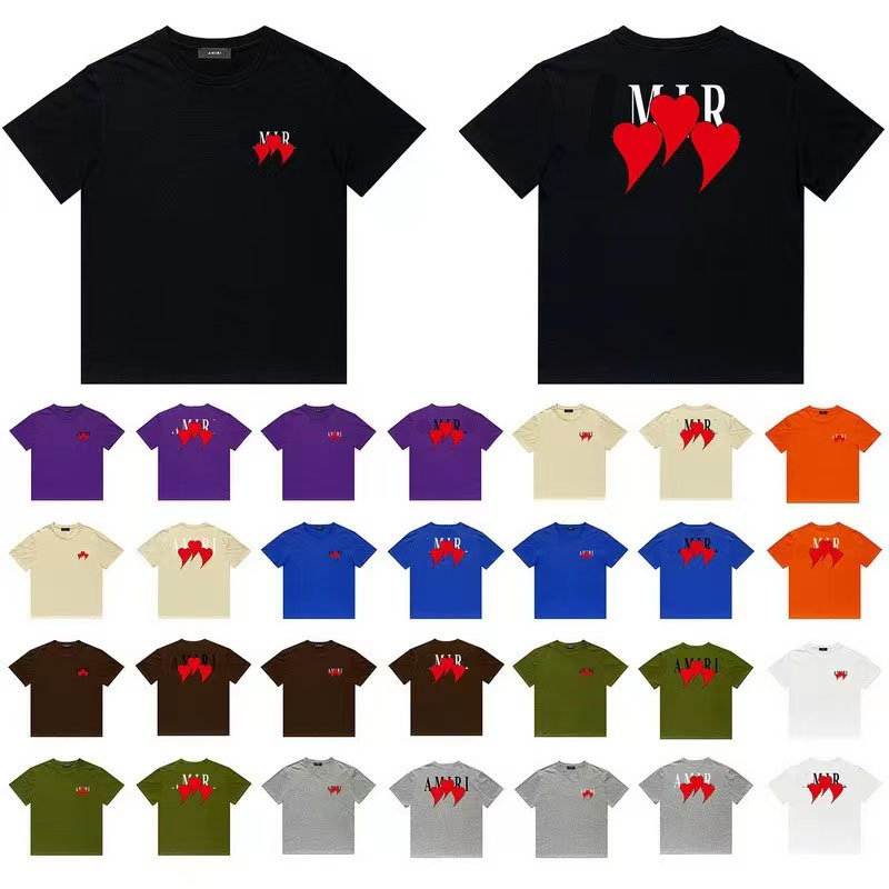 

Mens TShirts Am Brand Tshirt love printing classic Paint printing Casual loose mens and womens cotton Tshirt, 016