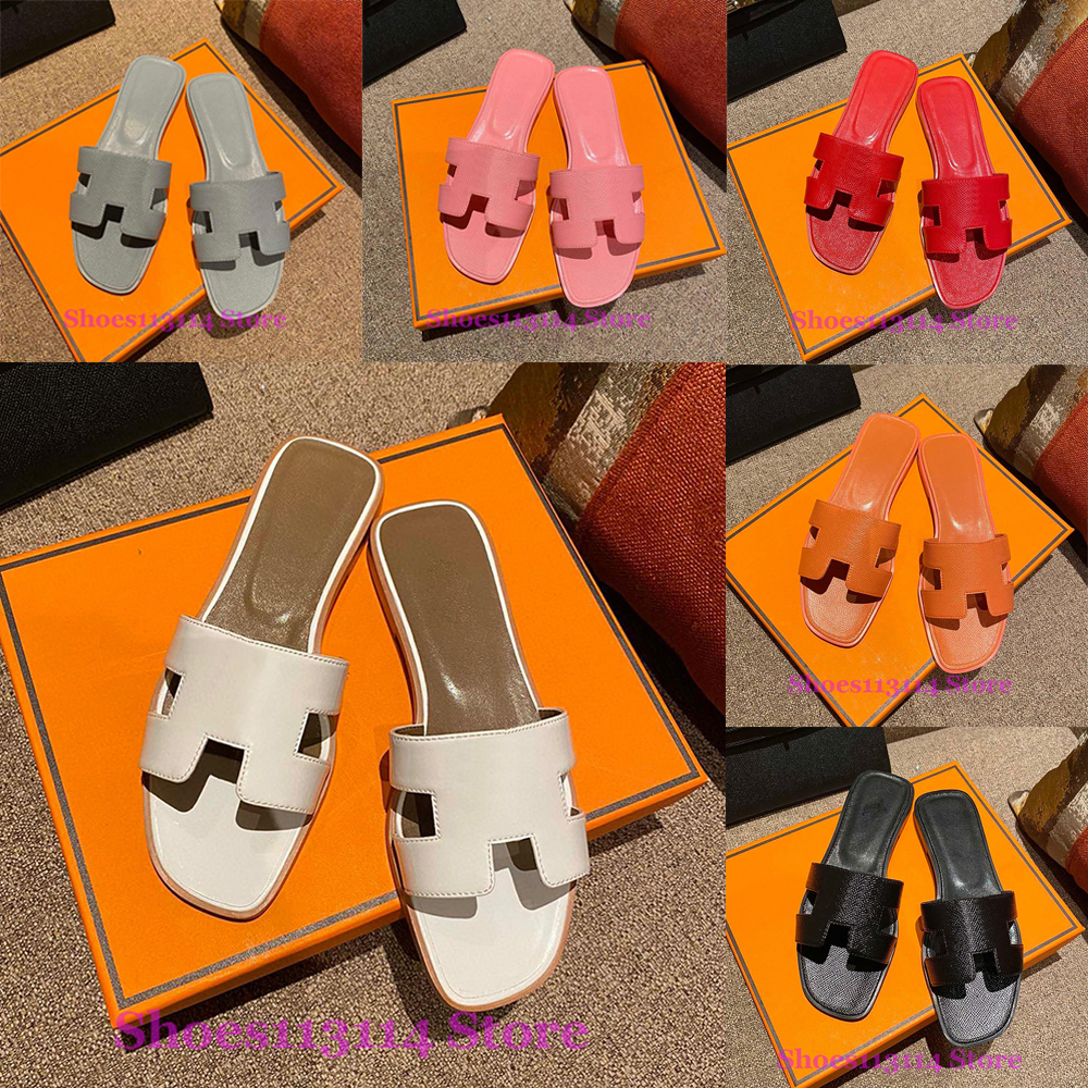 

Designer oran h slippers sandals for women hermese summer casual fashion luxury ladies classic flat leather solid home beach slides shoes white, 08