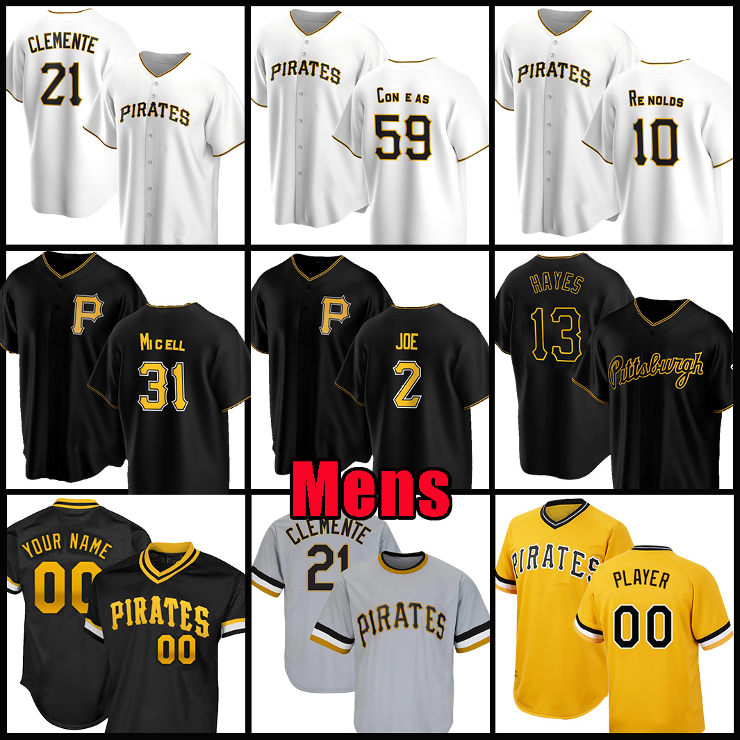 

2023 Pittsburgh Baseball Jersey Pirates 59 Roansy Contreras 21 Roberto Clemente 10 Bryan 13 Hayes Reynolds Ryan Vilade Connor Joe Cal Mitchell Travis Swaggerty, Jersey(haidao)