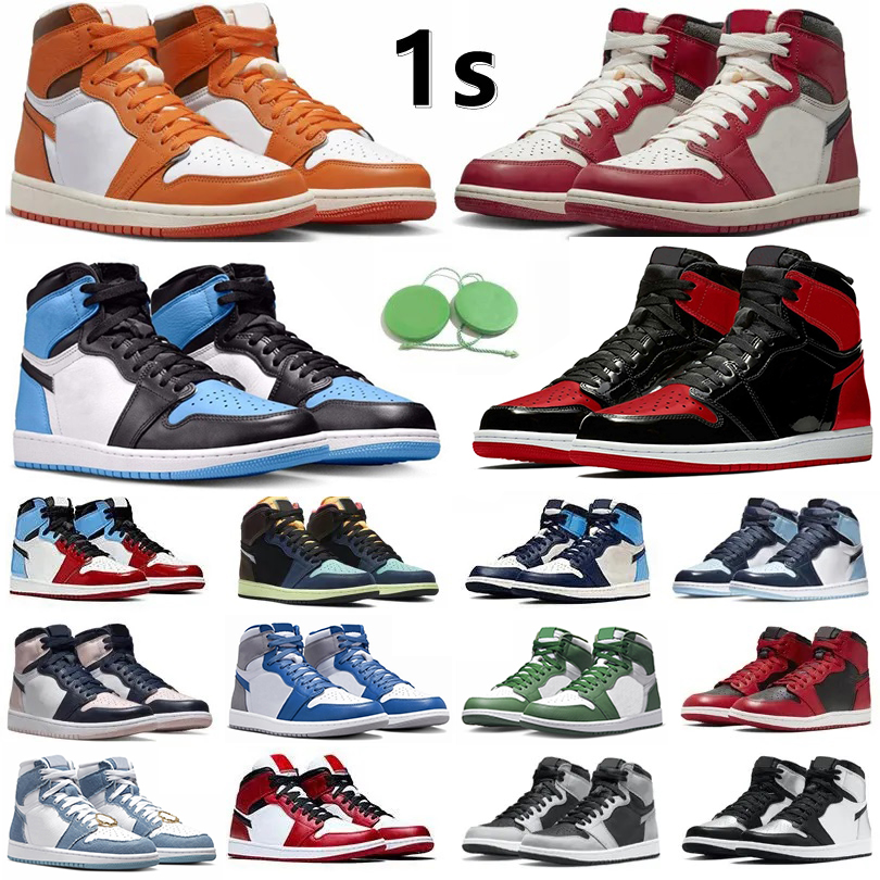 

1 1s Mens Basketball Shoes UNC Toe Chicago Lost Found Bred Patent Dark Mocha Stealth Silver Yellow Toe Pine StarFish True Unc Blue Denim Women Trainers Sports Sneakers, Color#28