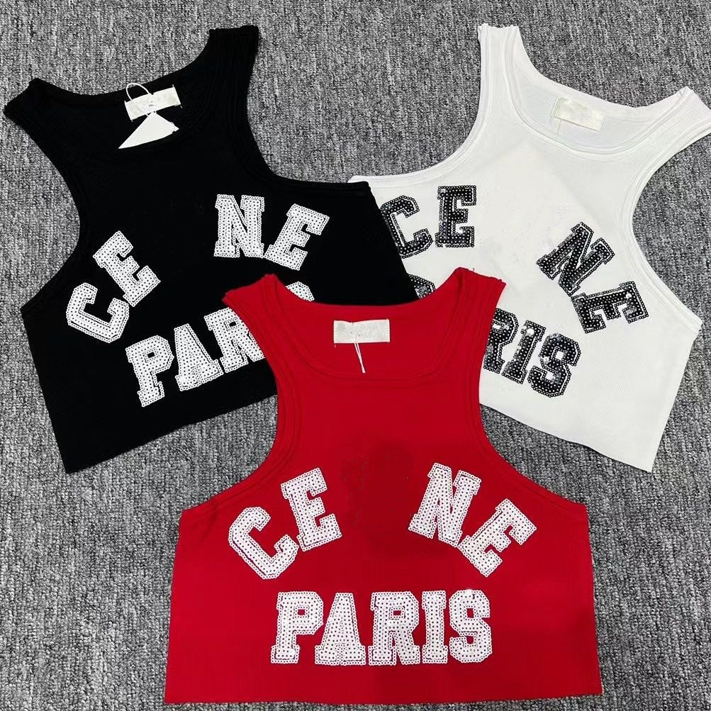

Advanced version Women's Tanks Knit Vest Sweaters T Shirts Designer trendy Clothing C letter Graphic Sleeveless Tops Knits Channel Fashion Style Ladies Pullover C, C e l i n e