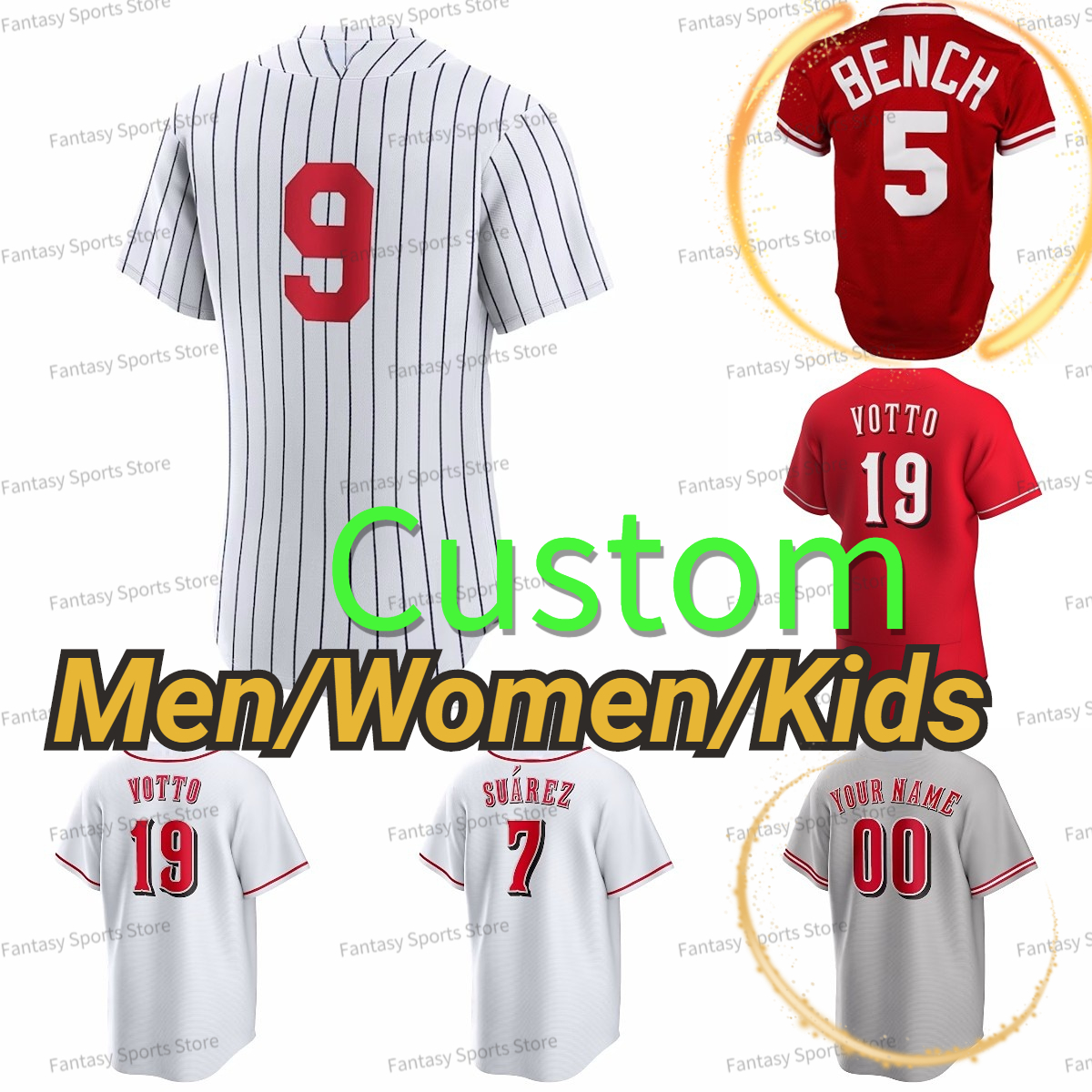 

Custom Johnny Bench Joey Votto Jersey Pete Rose Larkin Jonathan India Hunter Greene Stephenson Suarez Ken Griffey Jr Matt Reynolds Baseball Jerseys Men Women Kids, Kids jersey;field of dreams