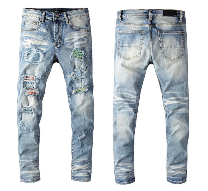 

2021 tiktop High quality Mens jeans Distressed Motorcycle biker jean Rock Skinny Slim Ripped hole stripe Fashionable snake embroid3749411, 658