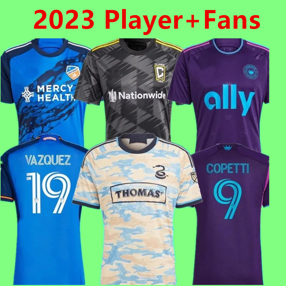 

2023 FC Cincinnati Charlotte Soccer Jerseys 23 24 Columbus Philadelphia Union Crew Home Away Football Shirt SIZE Fans Player Version Men