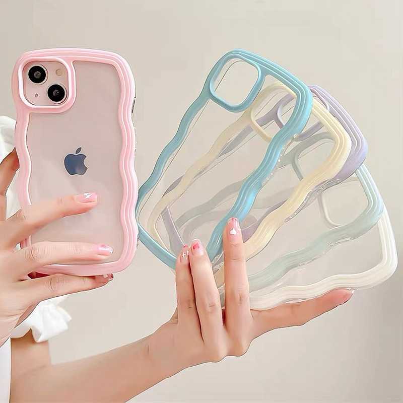 

Cell Phone Cases Soft Wavy Lines Phone Case For iphone 11 12 13 14 Pro Max XS Max X XR 7 8 Plus SE 2020 2022 Candy Bumper Transparent Cases Cover Z0316, Blue