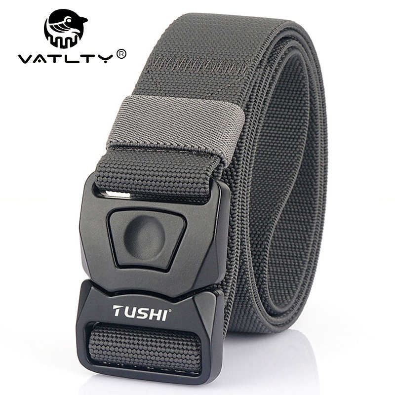 Belts VATLTY 2021 Men's Stretching Tactical Belt Zinc Alloy Pluggable Buckle Outdoor Work Hiking Elastic Belt Hunting Accessories W0317-image-851256034