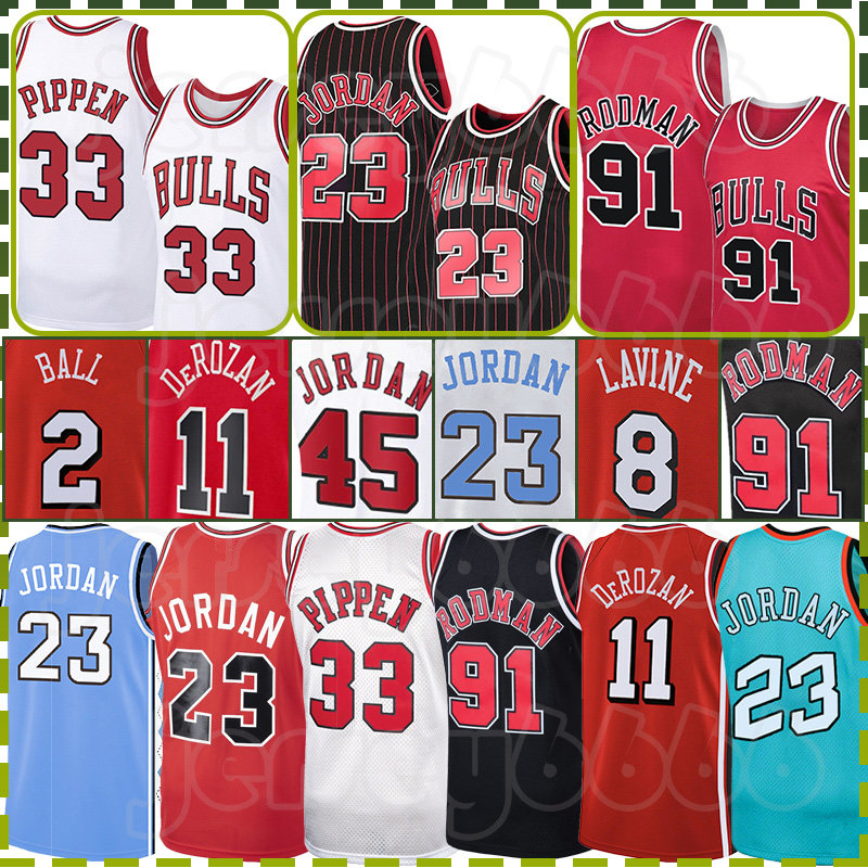 

45 23 Michael Basketball Jerseys Retro Dennis Rodman Scottie Pippen Demar DeRozan 91 33 11 LaVine Derrick Rose Lonzo Ball Chicagos Bull Mens Shirt 1 2, Men jersey
