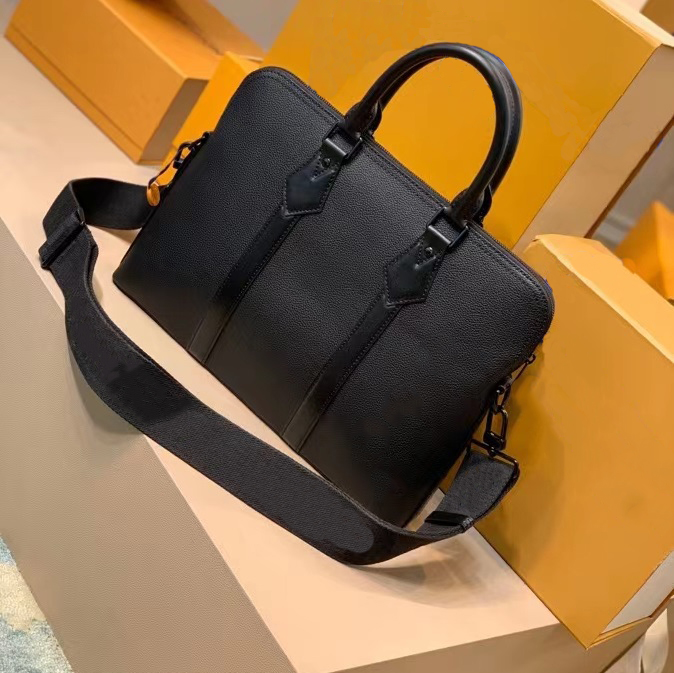 

Business Briefcase Unisex Computer Bag Solid Color Handheld One Shoulder Dual Purpose Design Business Bag, Black