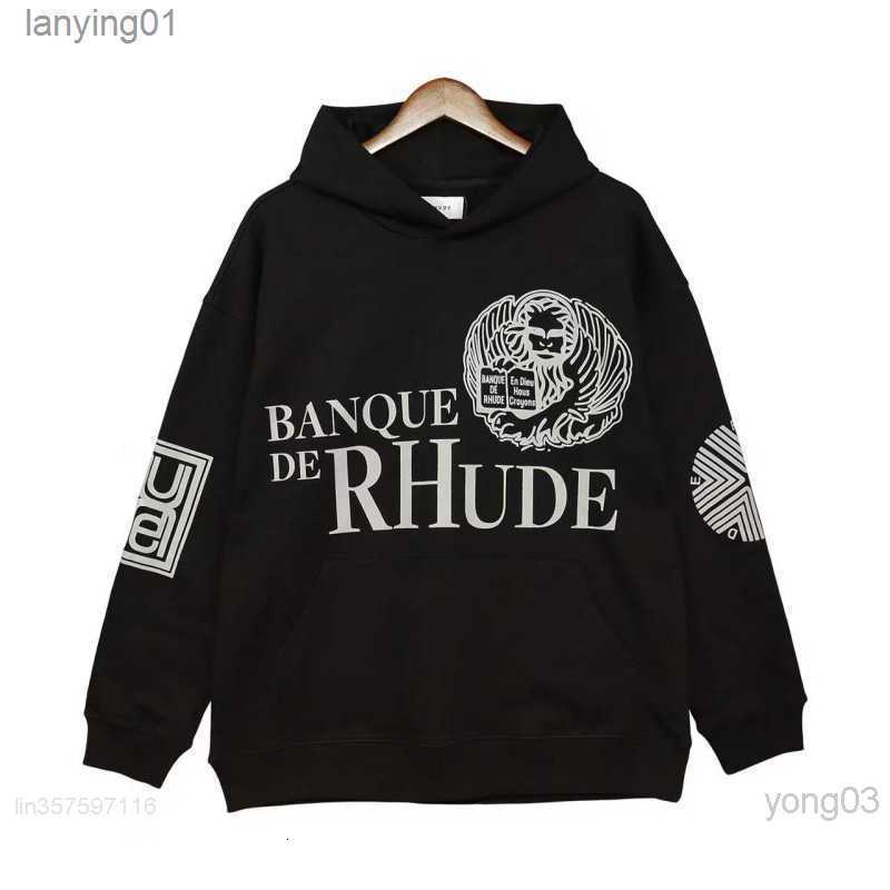 

Mens Rhude Designer Hoodie Letter-printed Long-sleeved Street Holiday Casual Clothing 23 -xl
