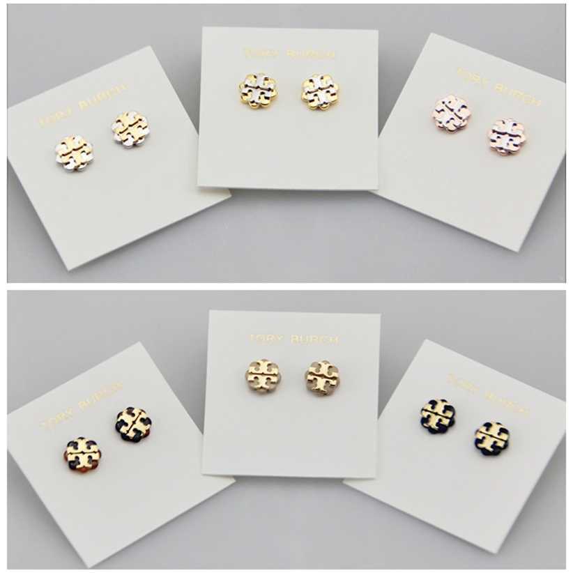 

2023 Designer New Tb jewelry texture copper metal resin dual color matching earrings