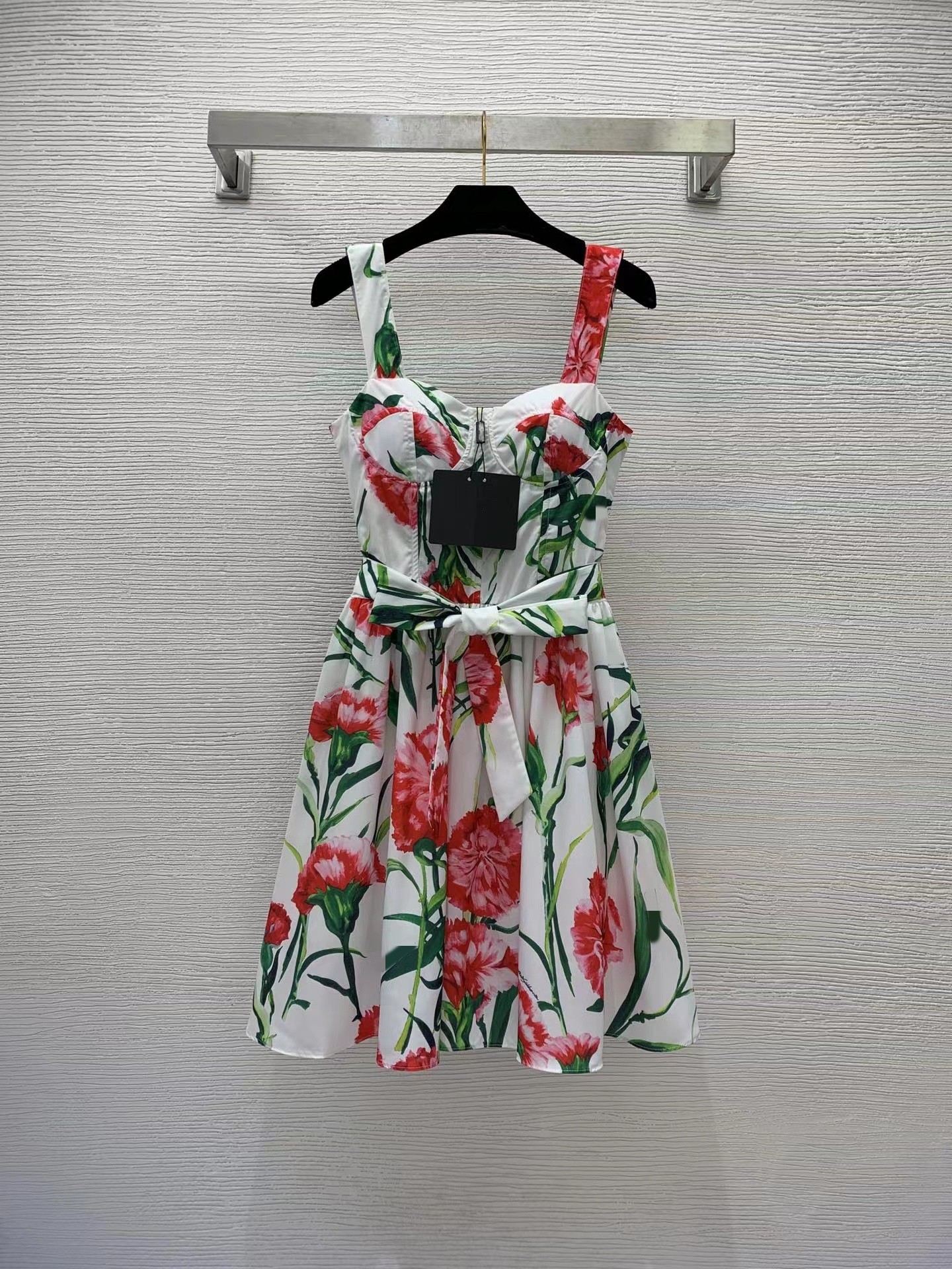 

Street Style Dresses 2023 Spring Summer Spaghetti Strap Print Fashion Milan Runway Dress Designer Brand Same Style Womens 0318-3, Customize
