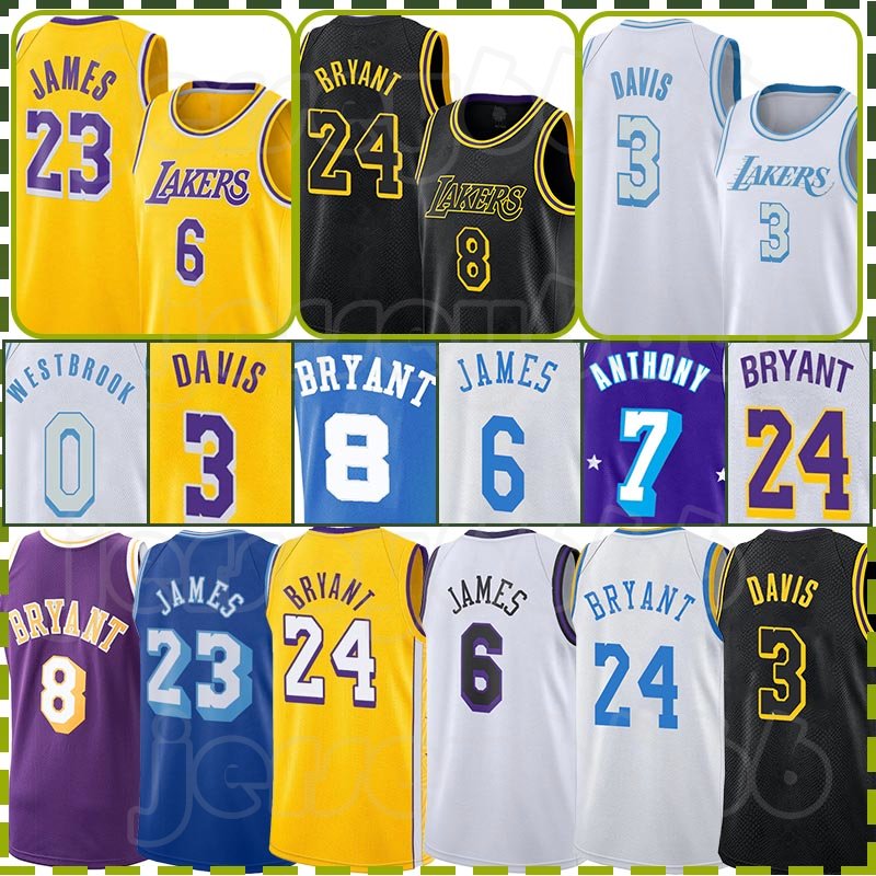 

LeBron James Basketball Jerseys 6 23 Anthony 3 Davis Retro Bryant Mens Shirt Carmelo Anthony Black Mamba 24 7 White 8 2023-2024 City Jersey, Men jersey