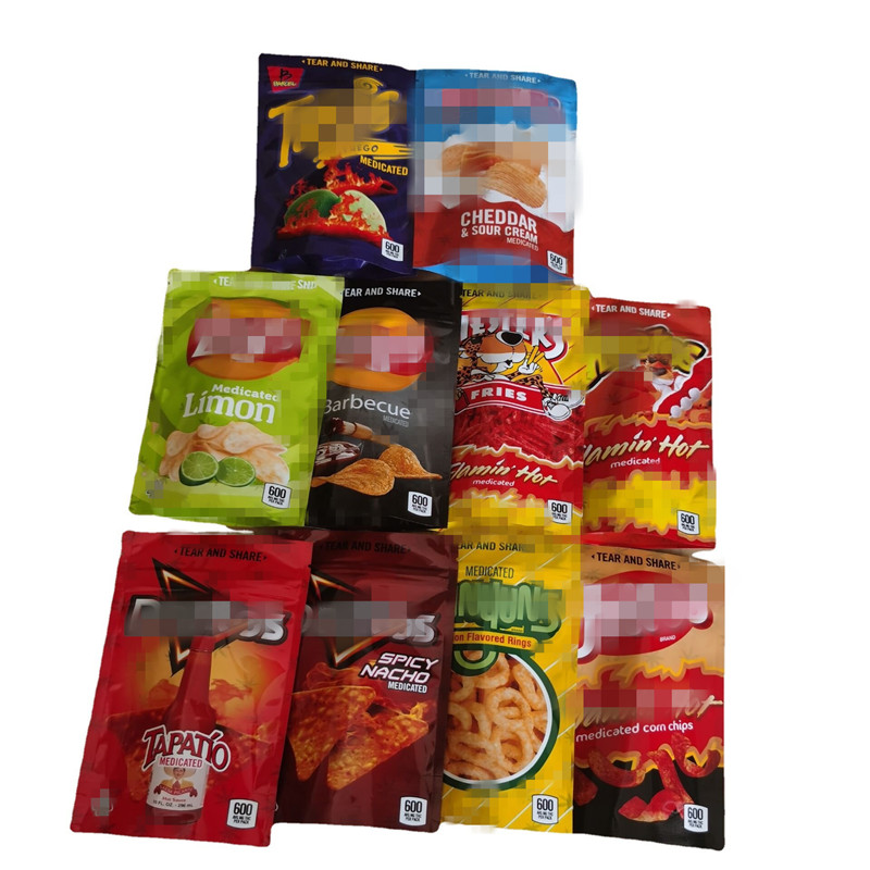 

Cookies chips packing bags mylar 600mg plastic rings nacho package packaging bag