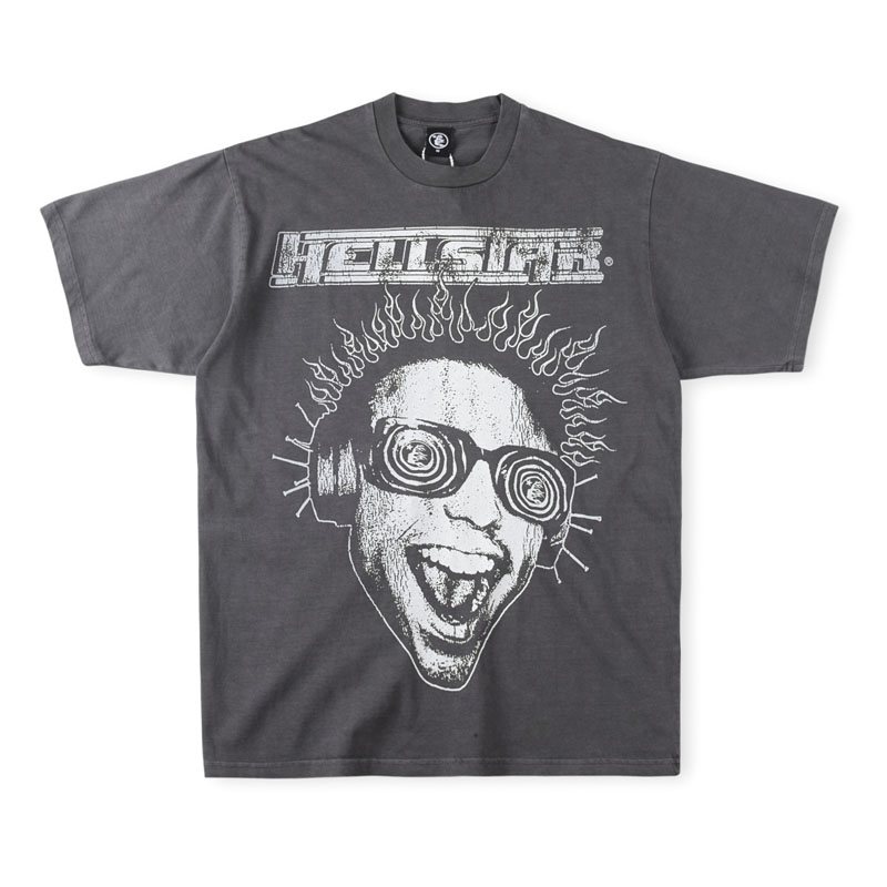 

23ss Summer USA Studios Globe Vintage Print Tee t shirt Men Women Hip Hop Street Casual Short Sleeve Pure Cotton Tshirt, Gray