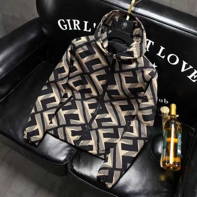

Luxury designer jacket men hooded jackets F 3d Printed cardigan coat Nylon windbreaker fashion casual mens zipper Jacket 4xl 5xl W9FO, Khaki-down vest