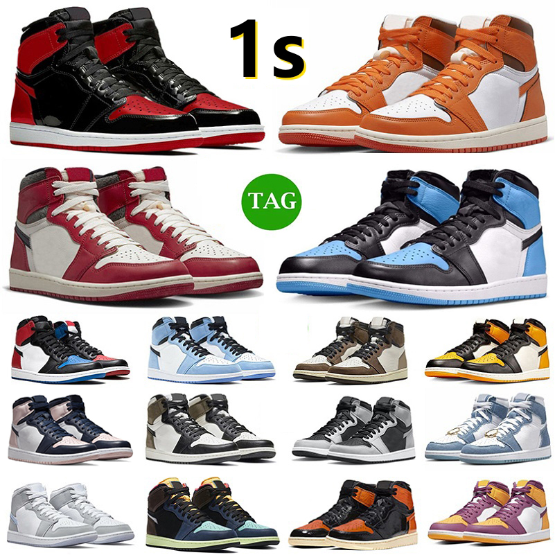 

1 1s Mens Basketball Shoes Unc Toe Starfish Bred Patent Lucky Green True Blue Lost Found Dark Mocha Denim Yellow Toe Bio Hack Shadow Women Trainers Sports Sneakers 36-47, Color#46