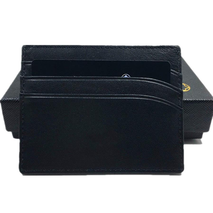 

Real Leather ID Card Case Purse Genuine Leather Thin Credit Card Holder Wallet 2021 New Fashion Business Men Slim Coin Purse Pocke295l, Black