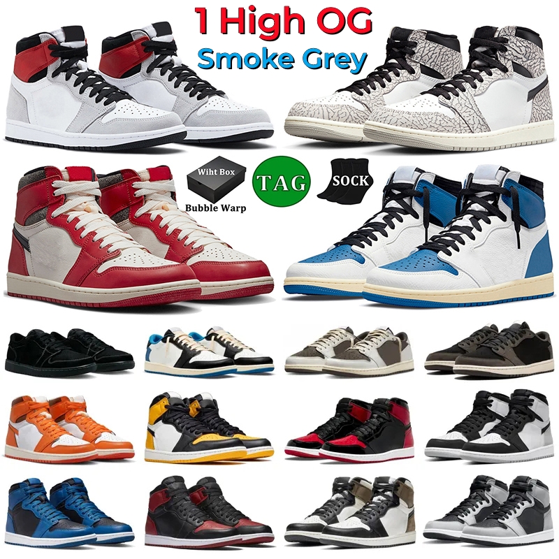 

With Box 1 High Basketball Shoes Men Women 1s High Black Phantom Black White Cement Chicago Lost and Found Reverse Mocha Midnight Navy Mens Trainers Sports Sneakers, 29
