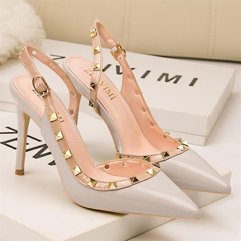 

Women Pumps Wedding Shoes Woman High Heels sandal Nude Fashion Ankle Straps Rivets Shoes Sexy312K, Teal
