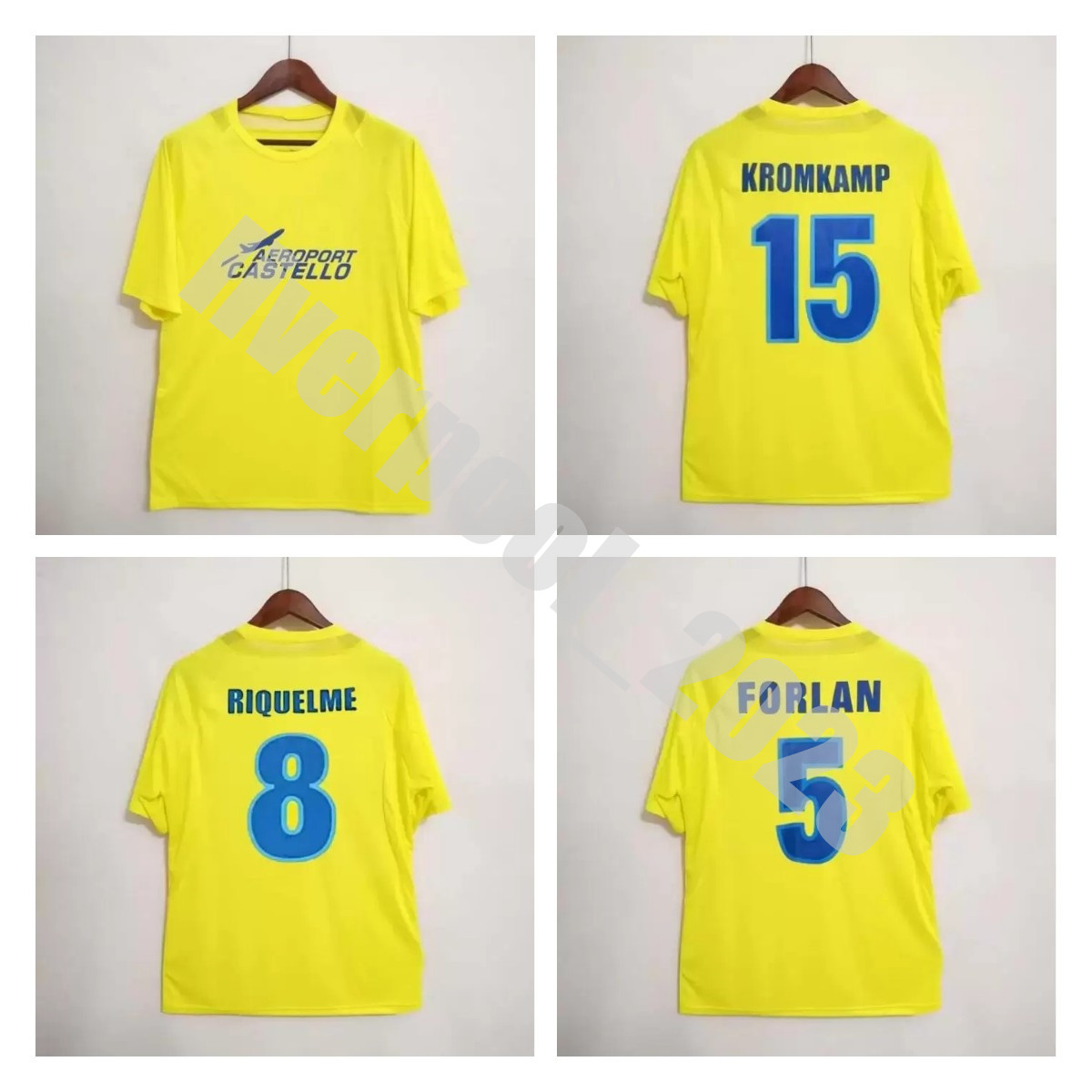 

2005 2006 Villarreal retro soccer jerseys home yellow 05 06 Classic Camisa de futebol RIQUELME FORLAN KROMKAMP Football Shirt Vintage Uniform -XXL