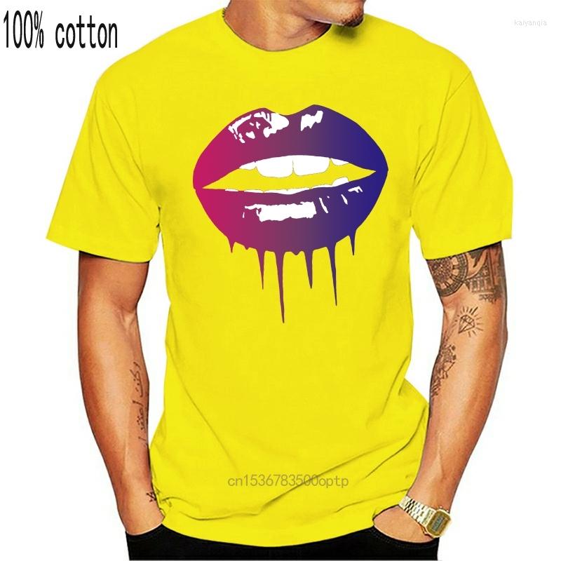 

Men's T Shirts Bi Pride Shirt For Women Dripping Lips Bisexual Tee, White
