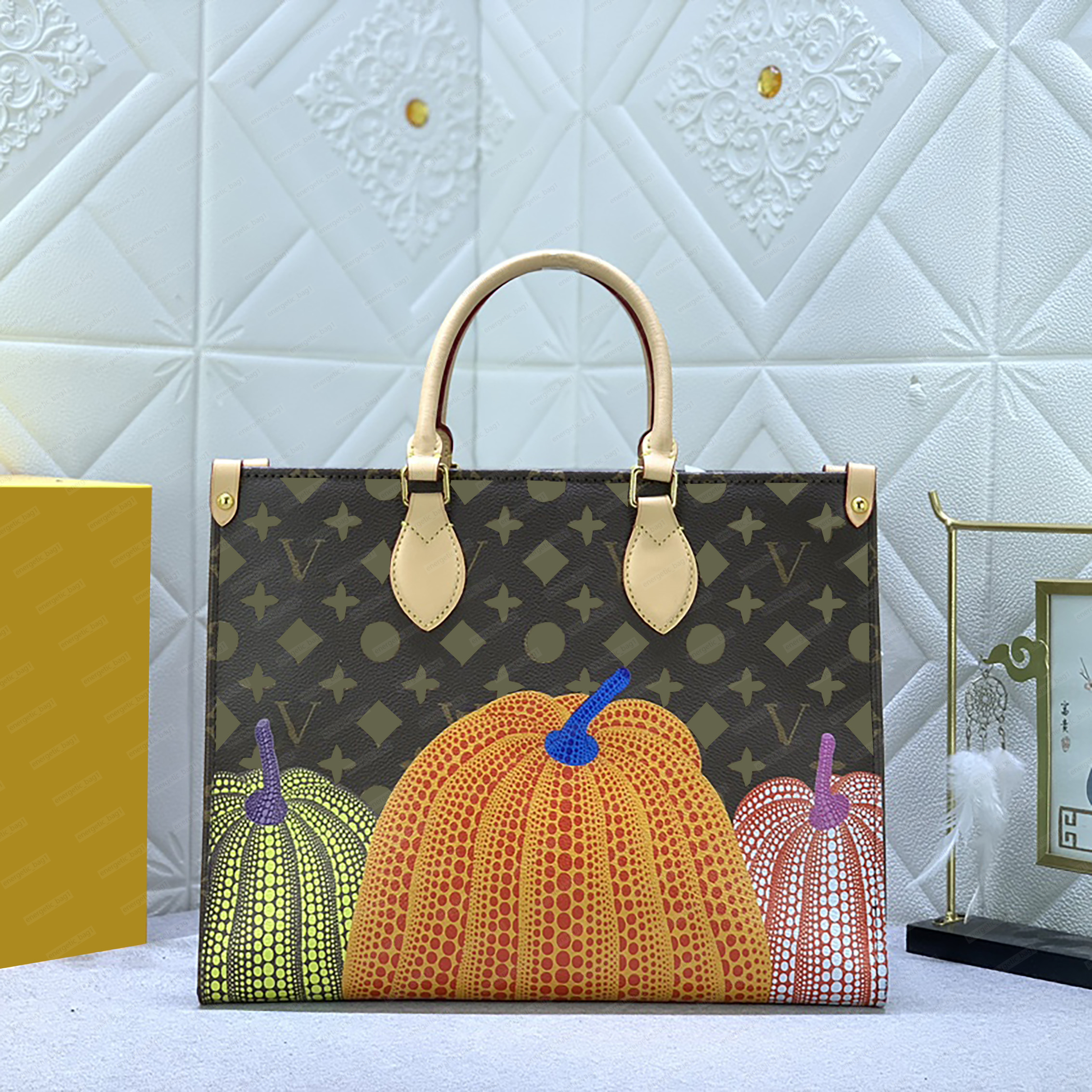 

Pumpkin Tote Bags Fashion Handbag Designers High Quality Bag Vintage L Bags Luxury Women Bags Classic Shoulder Bags Medium Shopping Bags Canvas Clutch Bags 34CM, Yellow 31x28x14cm