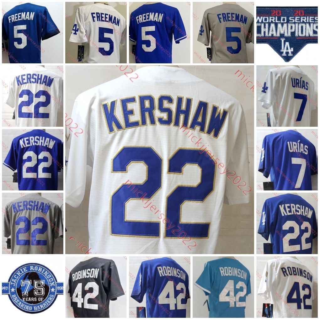 

Mens Stitched 5 Freddie Freeman Baseball Jersey 7 Julio URIAS 22 Clayton Kershaw Jackie Robinson Jerseys, 42 jackie robinson black