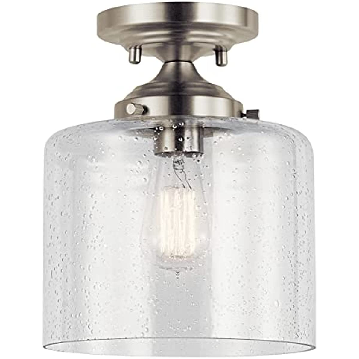 

KICHLER Winslow 8.5" 1 Light Semi Flush with Clear Seeded Glass in Brushed Nickel