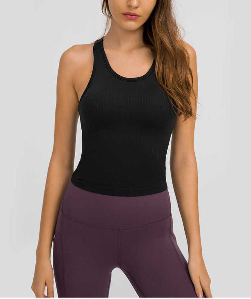 

Lulus Ribbed Slim Fit Gym Fitness Workout Tank Top Women Racerback Sport Training Vest Sleeveless Shirts with Built in Bra Classic fashion 65ess