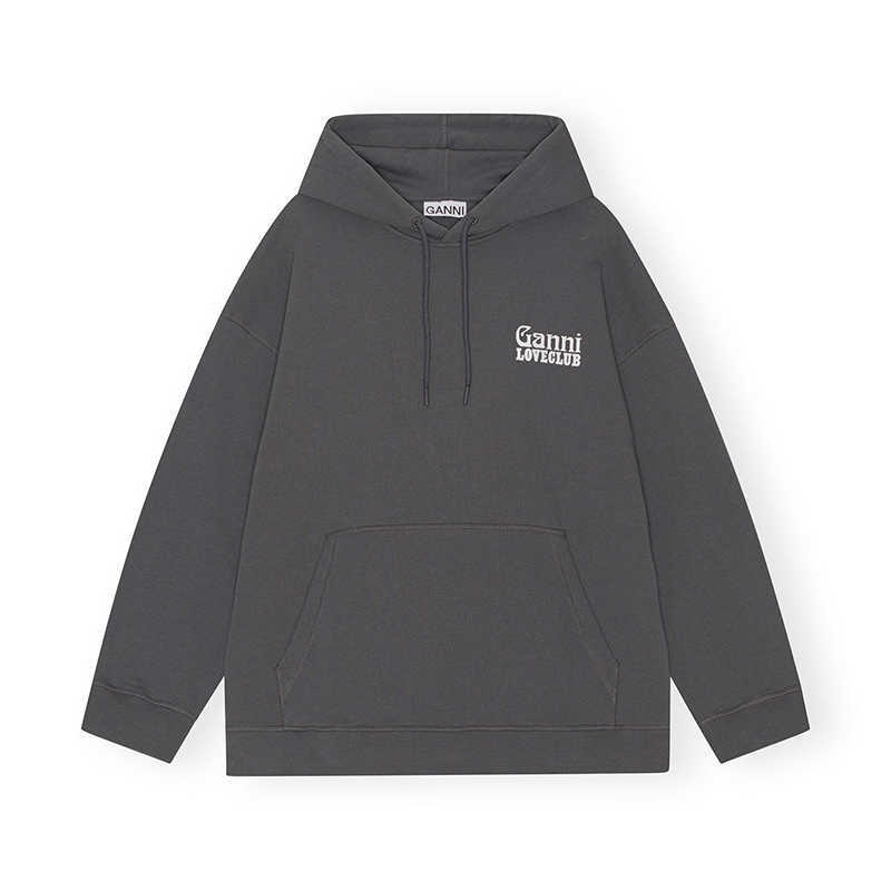 

Ganni 2023ss Designer Sweatshirt Fashion Hoodie Back Letter Drawstring Hooded Sweatshirt Sweater, Gray2