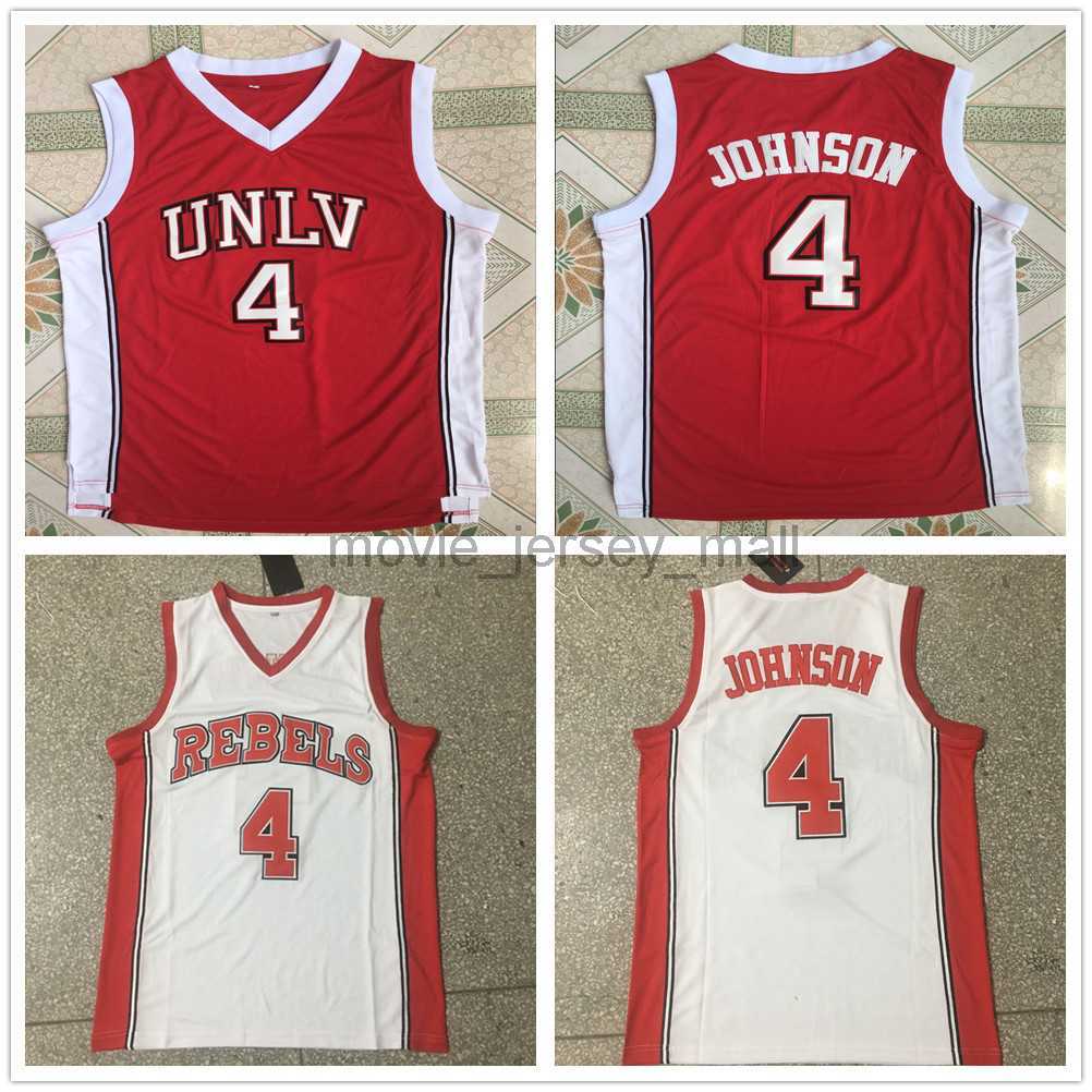 

NCAA Vintage Basketball Jerseys College University of Nevada Las Vegas Larry 4 Johnson Jersey UNLV #4 Red Stitched Shirts -2XL