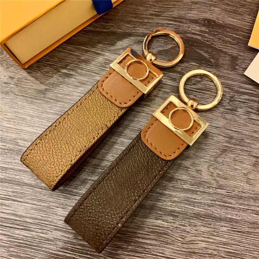 

Classic Yellow Brown PU Leather Keychain Accessories Fashion Key Chain Keychains Buckle for Men Women with Retail Box YSK07194i