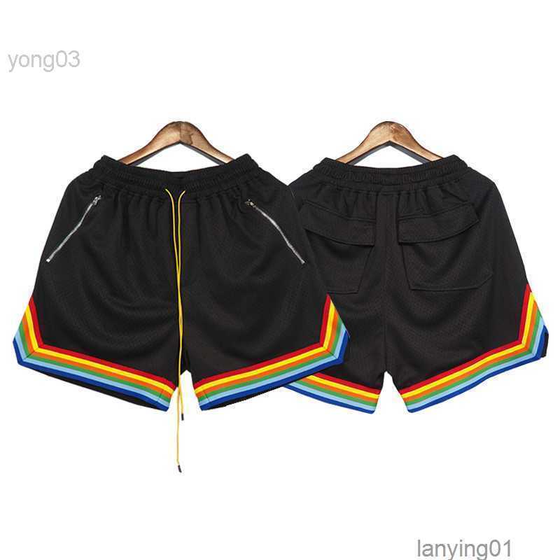 

Men Shorts Rhude Court in Black Nylon Mesh Drawstring Zipper2 Back Flap Pockets Hulg Lrdb, Beige