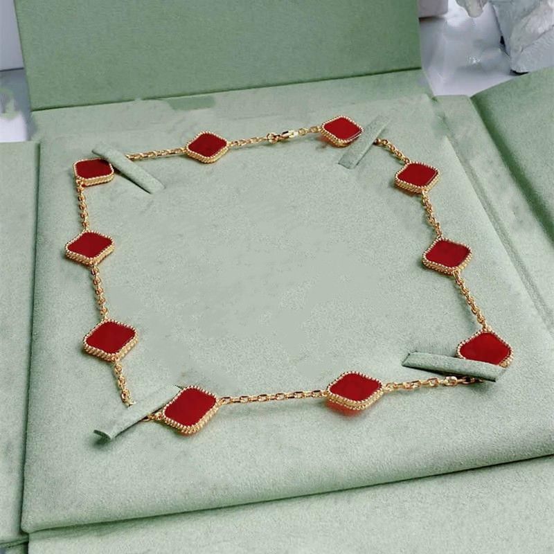 

High quality classic brand name pendant necklace jewelry four leaf clover necklace black and green agate long 10 pendants Pearl mother lady Valentine s Day