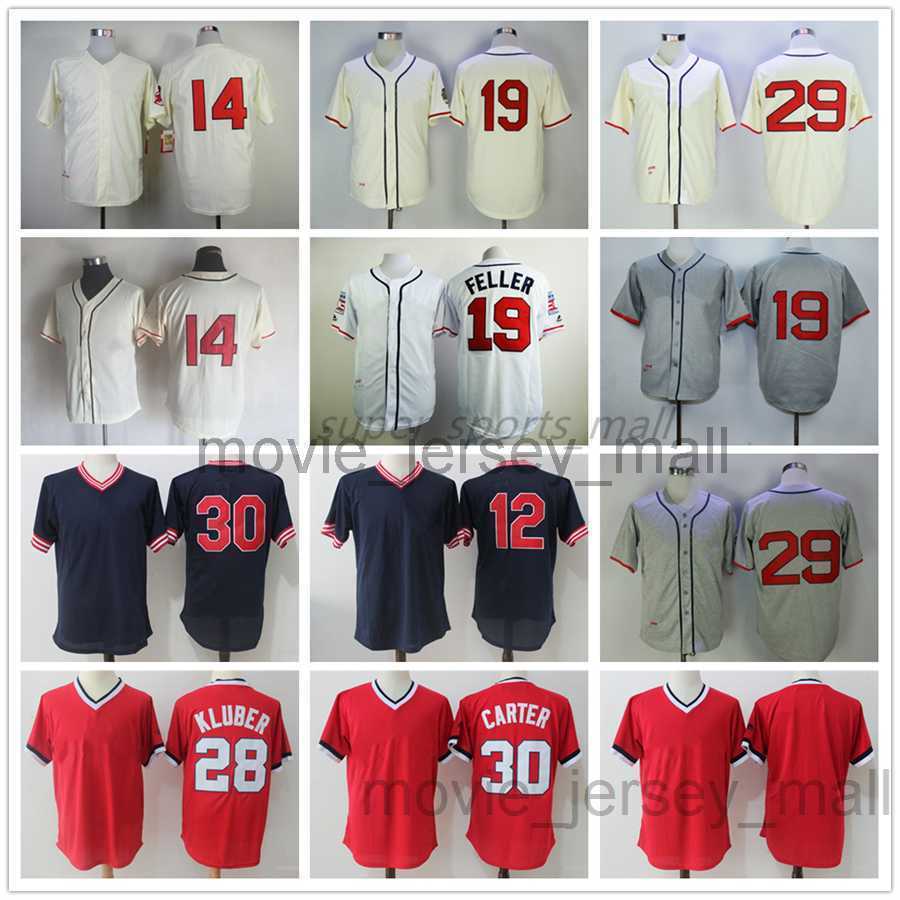 

Vintage College Baseball Wears Jersey 12 Francisco Lindor 14 Larry Doby 19 Bob Feller 28 Corey Kluber 29 Satchel Paige 30 Joe Carter Blank 1948 Men Women Size S--XXXL, As picture
