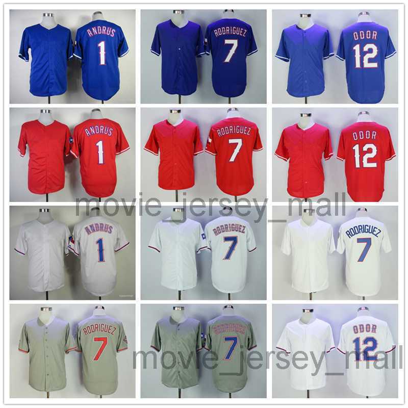 

Vintage College Baseball Wears Jersey 1 Elvis Andrus 7 Ivan Rodriguez 12 Rougned Odor Blank Jerseys Men Women Youth Size --XXXL, As picture