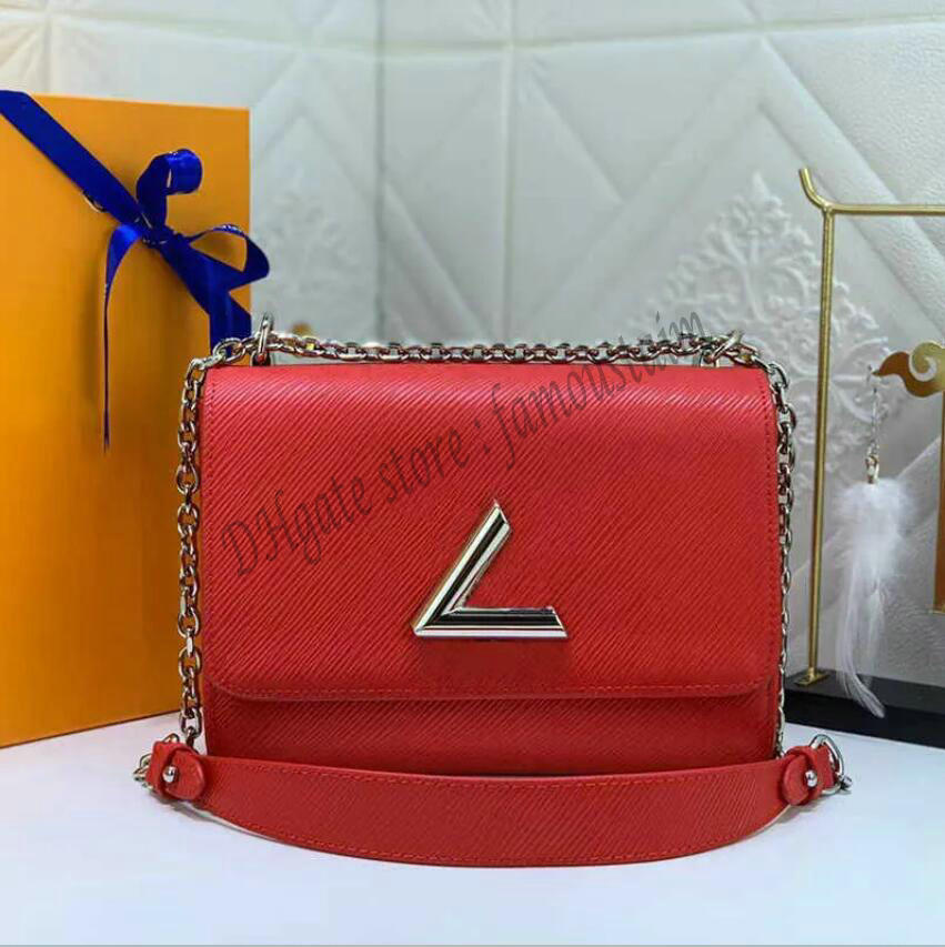 

High Quality Twist Denim Epi Leather Designer Women Shoulder Bags V Lock Flap Chain Handbags Twists Woman Crossbody Bag Lady Pochette Tote Middle Size Black, 04