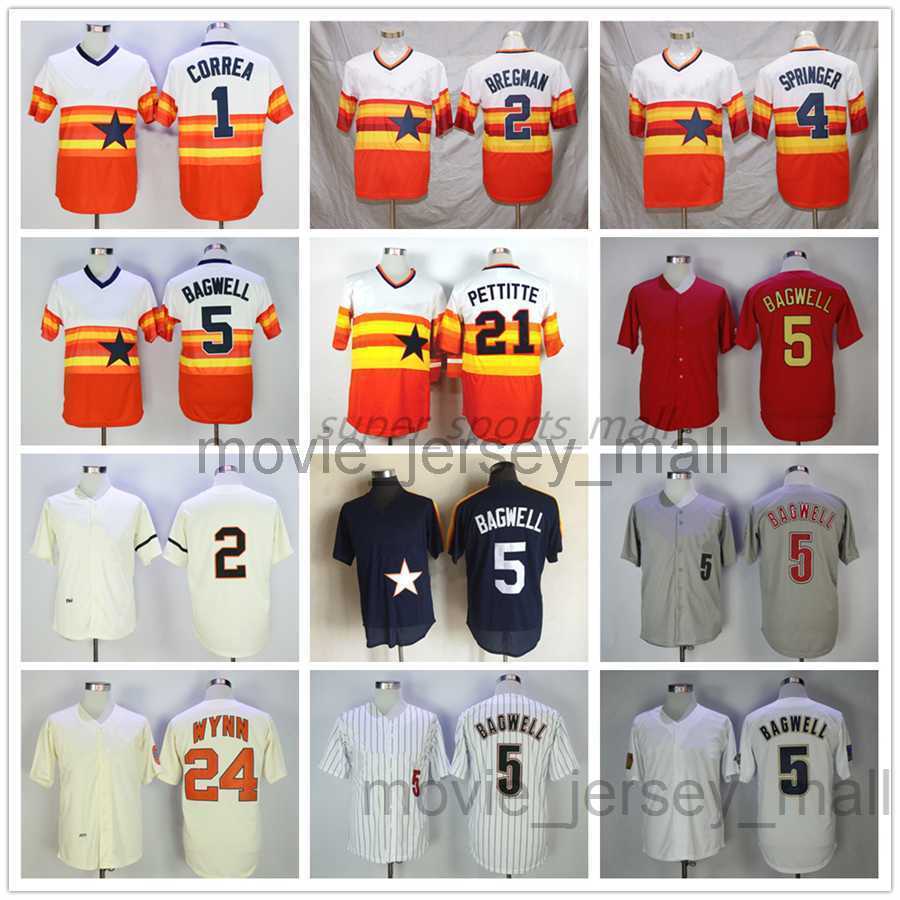 

Vintage College Baseball Wears Jersey 5 Jeff Bagwell 1 Carlos Correa 2 Alex Bregman 4 George Springer 21 Andy Pettitte 24 Jimmy Wynn 1980 2006 Men Women Youth Size S--XXXL, As picture